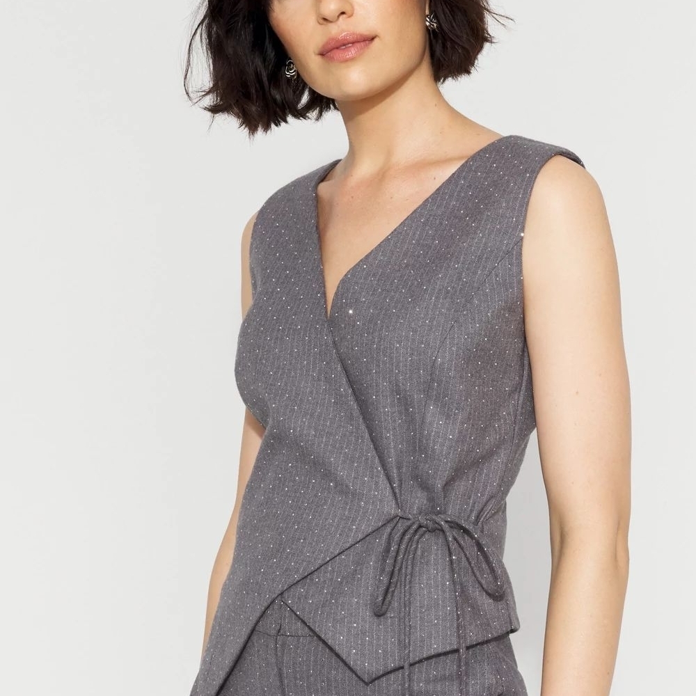 WHBM Chic Gray Wrap Top Vest